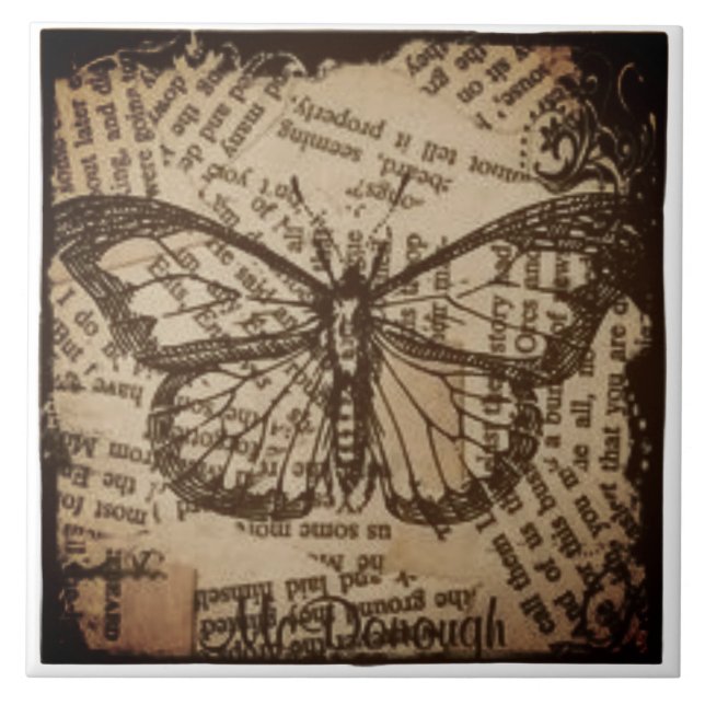 vintage butterfly cerami tile (Front)