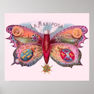 Vintage Butterfly Cigar Poster