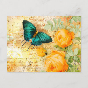 Vintage Butterfly Collage Postcard
