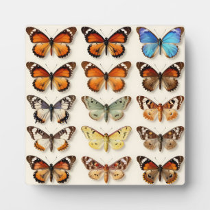 Vintage Butterfly Collection Grid Display Plaque