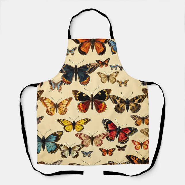 Vintage Butterfly Collection Pattern Apron (Front)