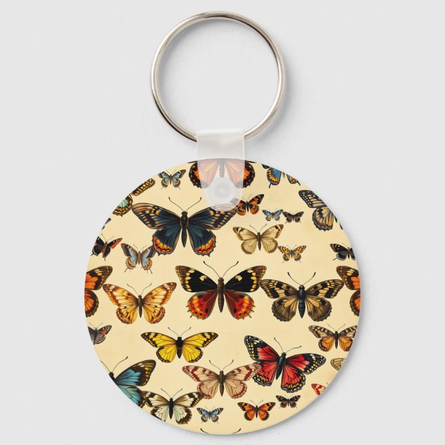 Vintage Butterfly Collection Pattern Key Ring (Front)