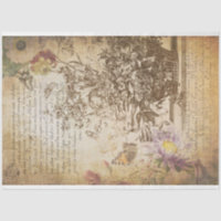 Vintage Butterfly Engraved Botanical Decoupage