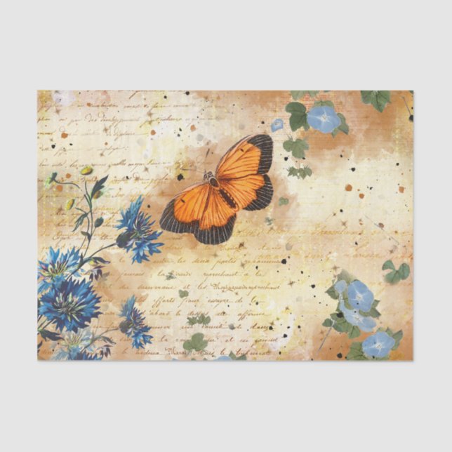Vintage Butterfly Ephemera Decoupage Tissue Paper (Front)
