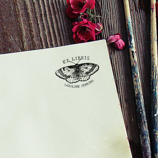 Vintage Butterfly Ex Libris Book  Rubber Stamp (Creator Uploaded)