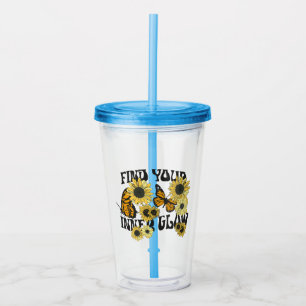 Vintage Butterfly   Find Your Inner Glow Acrylic Tumbler