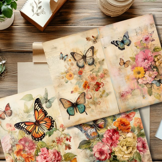 Vintage Butterfly & Floral Double-Sided Scrapbook  (Creator Uploaded)