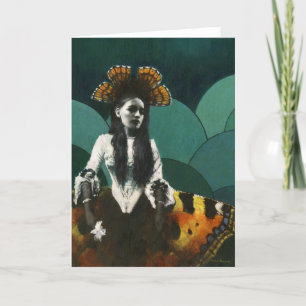 Vintage Butterfly Girl Greetings Card