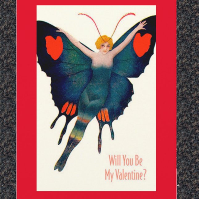 Vintage Butterfly Lady Valentine Holiday Postcard (Creator Uploaded)