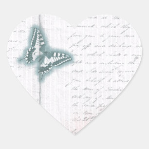 Vintage Butterfly letter Heart Sticker