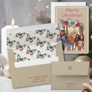 Vintage Butterfly Merry Christmas Envelope