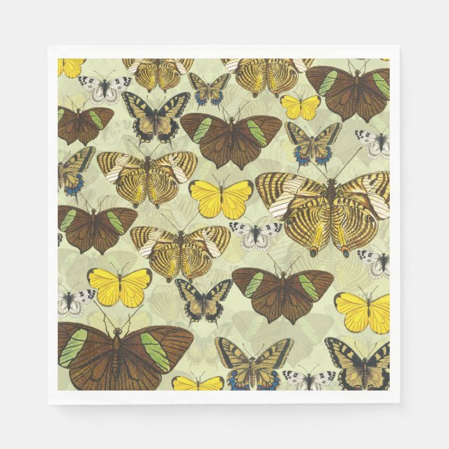 Vintage Butterfly Moth Chart Pattern Napkin (Front)
