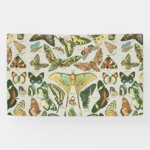 Vintage Butterfly Moth Pattern Print Banner