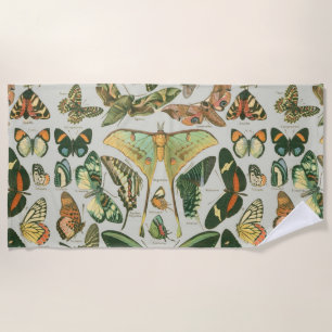Vintage Butterfly Moth Pattern Print Beach Towel