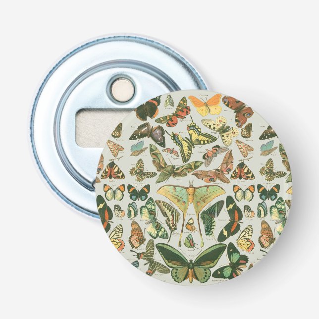 Vintage Butterfly Moth Pattern Print Bottle Opener (Front)