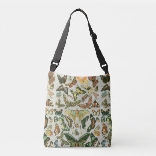 Vintage Butterfly Moth Pattern Print Crossbody Bag