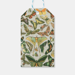 Vintage Butterfly Moth Pattern Print Gift Tags