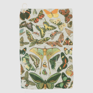 Vintage Butterfly Moth Pattern Print Golf Towel