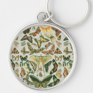 Vintage Butterfly Moth Pattern Print Key Ring