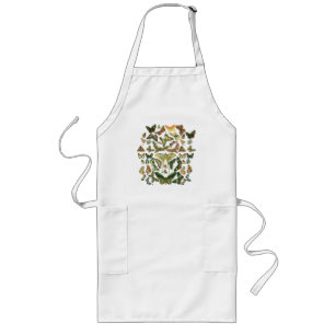 Vintage Butterfly Moth Pattern Print Long Apron