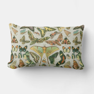 Vintage Butterfly Moth Pattern Print Lumbar Cushion