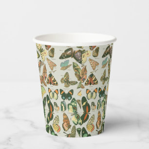 Vintage Butterfly Moth Pattern Print Paper Cups
