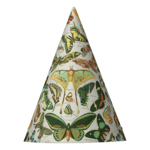 Vintage Butterfly Moth Pattern Print Party Hat