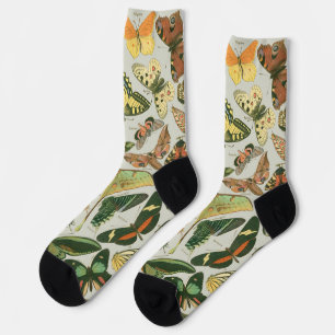 Vintage Butterfly Moth Pattern Print Socks