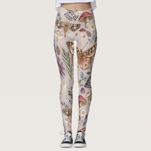 Vintage butterfly mushroom and flower leggings
