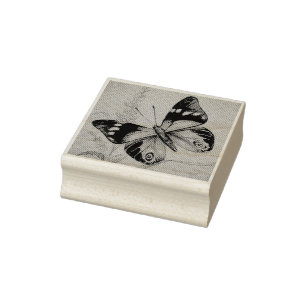 Vintage Butterfly No. 1 Watercolor Art Rubber Stamp