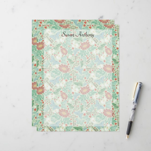 Vintage Butterfly Old Keys Daisy Light Paper (Front/Back In Situ)