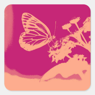 Vintage Butterfly on flower 2 Square Sticker