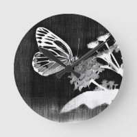 Vintage Butterfly on flower - Black and White 2