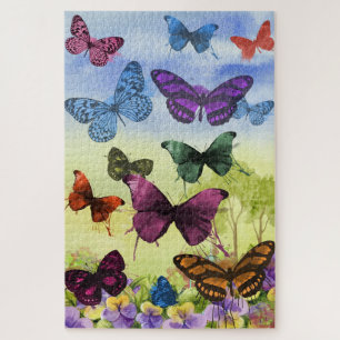 Vintage Butterfly Papillon Old Illustration Art Jigsaw Puzzle