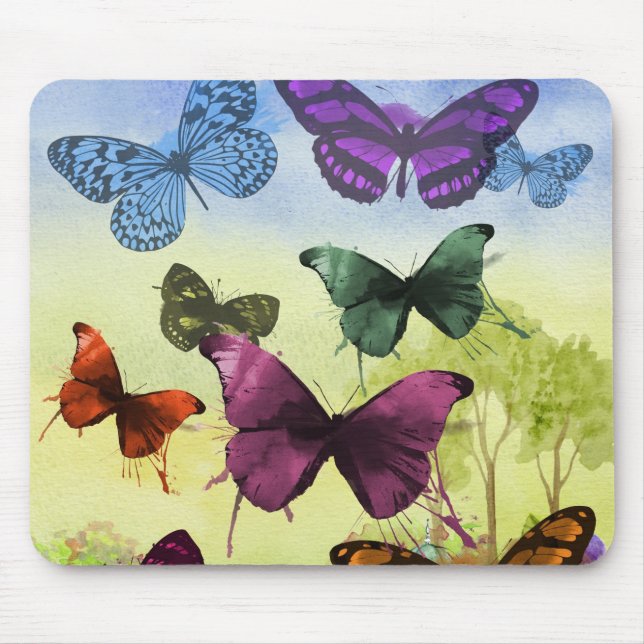 Vintage Butterfly Papillon Old Illustration Art Mouse Pad (Front)