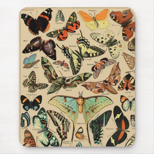 Vintage butterfly/papillons mouse mat (Front)