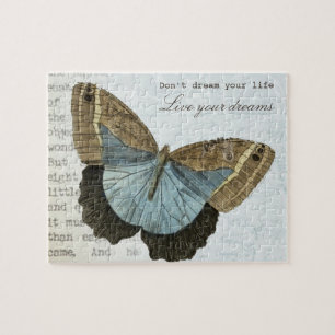 Vintage butterfly positive inspirational quote jigsaw puzzle