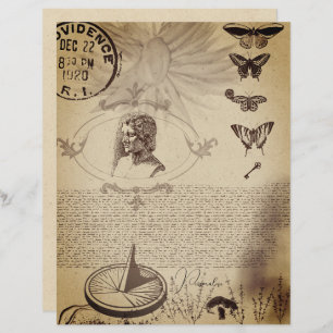 Vintage Butterfly Post Stamp Old Sepia Paper