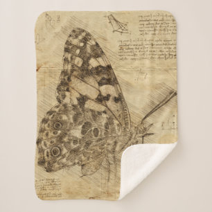 Vintage Butterfly Rustic Style Decoupage Sherpa Blanket