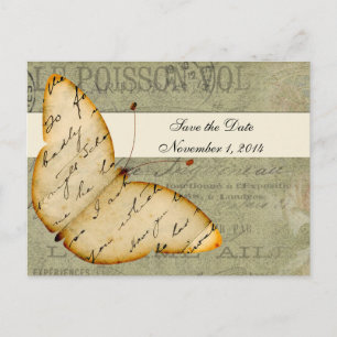 Vintage Butterfly Save the Date Announcement Postcard