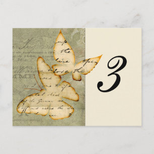 Vintage Butterfly Table Number Card