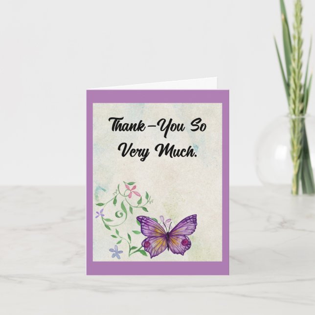 Vintage Butterfly Thank-You Card (Front)