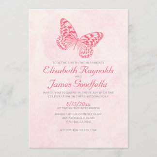 Vintage Butterfly Wedding Invitations