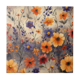 Vintage Butterfly Wildflower (11) Ceramic Tile