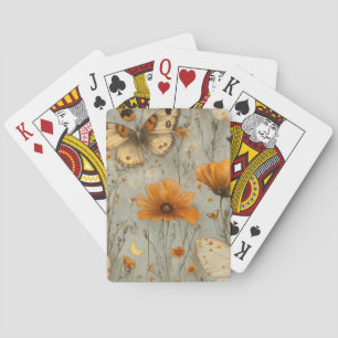 Vintage Butterfly Wildflower (1) Playing Cards