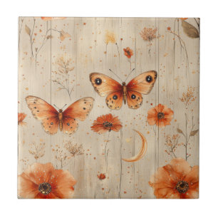 Vintage Butterfly Wildflower (3) Ceramic Tile