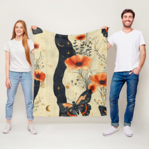 Vintage Butterfly Wildflower (6) Fleece Blanket