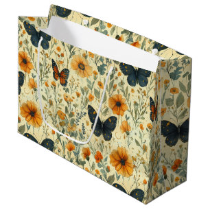 Vintage Butterfly Wildflower (6) Large Gift Bag