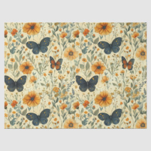 Vintage Butterfly Wildflower (6) Tissue Paper