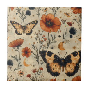 Vintage Butterfly Wildflower (7) Ceramic Tile